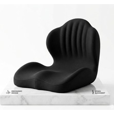 Medpride %100 Visko 5D Tasarım Siyah Visco Bel ve Oturma Minderi Ergonomik Destek