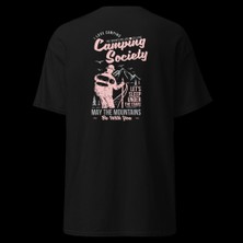 Camping Society Kamp Çadır Yıldız Doğa Gece Baskılı Unisex Pamuklu Tişört