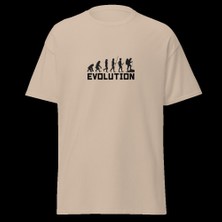 Evolution Insan Evrimi Dağcı Doğa Yürüyüşü Kamp Baskılı Unisex Pamuklu Tişört