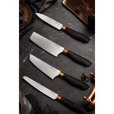 Castle Black Copper 4 Lü Mutfak Bıçağı Et Ekmek Sebze Mutfak Şef Bıçak Seti MFT-854