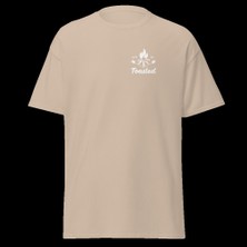 Toasted Kamp Ateşi Marshmallow Doğa Outdoor Baskılı Unisex Bisiklet Yaka Tişört