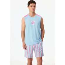 Penti Erkek Surfer Geometrik Desenli Şort Pijama Takımı