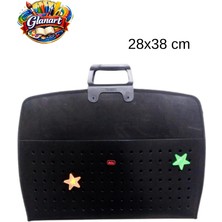 Glanart Fermuarlı 25X35 Resim Çantası, Proje Çantası Delikli Model  Su Geçirmez  (28X38 Cm) Siyah