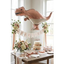 Partixa Mat Kahverengi T-Rex Retro Dinozor Folyo Balon