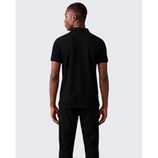 Piero Perla Kontür Jaguar Nakış Detaylı Slim Fit Erkek Polo Yaka Siyah T-Shirt