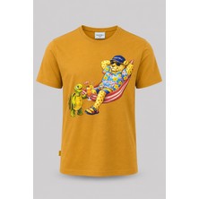 Piero Perla Jaguar Baskı Detaylı Bisiklet Yaka Regular Fit Erkek Hardal T-Shirt