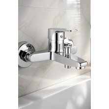 İsaoğlu Yapı Silver Gümüş Banyo Bataryası Pirinç Malzeme Krom Gri Banyo Duş Armatürü