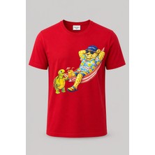 Piero Perla Jaguar Baskı Detaylı Bisiklet Yaka Regular Fit Erkek Kırmızı T-Shirt
