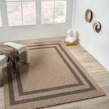 Pera Halı Bej Siyah Dikdörtgen Desenli Modern Halı - L668SIIN
