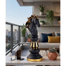 Mirsa Global Modern Dekoratif Satranç At Siyah Gold  Biblo