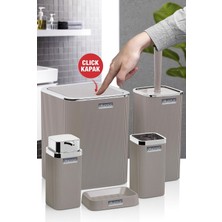 UltraMint Vizon ve Krom Detaylı 5'li Kare Banyo Seti Şık ve Kullanışlı Tasarım