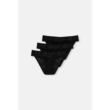 Suwen 3'lü Dantelli Normal Bel Slip Külot