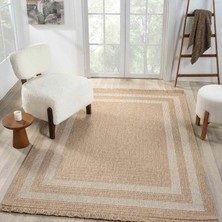 Pera Halı Bej Krem Dikdörtgen Desenli Modern Halı - L668BIN