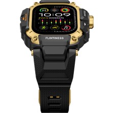 Watch Ultra 49MM Uyumlu Mohseven Iwatch Punk Fortress Serisi Kasa Koruyuculu Silikon Kordon Gold