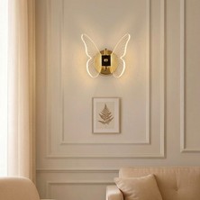 Bella Lighting Minimal Desen Kelebek Aplik Modern Dekoratif Gold Sarı 3 Renk Ledli Duvar Lambası Elektrikli