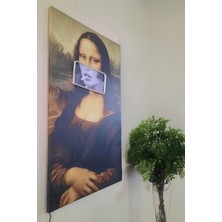 Neon Led'li Mona Lisa Tablosu Vinil Duvar Dekoru – Dekoratif Işıklı Modern Sanat Tablosu