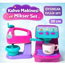 zufigo 3 Lü Set Kahve Makinesi Dikey Süpürge ve Mikser Makinesi Oyuncak Evcilik Seti