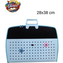 Glanart Fermuarlı 25X35 Resim Çantası, Proje Çantası Delikli Model  Su Geçirmez  (28X38 Cm) Maviye Siyah