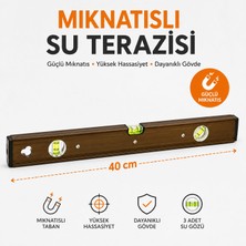 Badem10 Mıknatıslı Su Terazisi 40 cm Profesyonel Ölçüm Terazisi Hassas Hizalama ve Denge Kontrol Cihazı