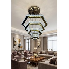 G-Light Diamond 4 Katlı Kristal Taşlı Modern Sarkıt LED Avize