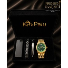 Clup Polo KRC PALU,CLUPPOLO ON  Zümrüt Yeşili Kadran, Altın Kaplama Kordon,Premium Erkek Kol Saati,Su yolu Bileklik,İtalyan Bileklik,Çakmak Özel Kutulu PREMIUM Hediye Seti