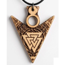 Tamgacrafts Valknut Sembollü Üçgen Ok Ucu Ahşap Kolye Iskandinav Viking Huş Ağacı Unisex Madalyon