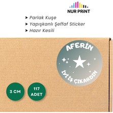 Nur Print Yapışkanlı Sticker, Yuvarlak Tebrikler Etiketi, Parlak Kuşe, Öğretmen-Öğrenci Ödül, Karne, Ödev Çıkartma, 'Tebrikler, İyi İş Çıkardın' Yazılı
