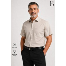 BURSPA Rahat Kesim Klasik Pamuklu Kısa Kol Erkek Baba Gömlek