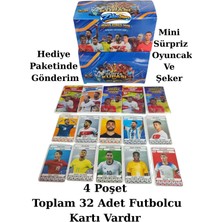 Emrah Gültekin 2026 Dünya Kupası Futbolcu Kartları 4 Paket 32 Kart Mini Oyuncak ve Şeker Hediye Paketinde