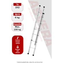 Asvera Endüstriyel 4 Metre 2 Parçalı Alüminyum Merdiven - 1.4 mm Sürgülü Profesyonel Merdiven