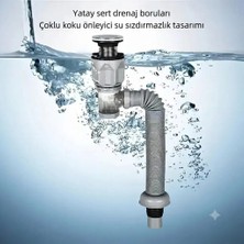 ERD Teknolojim Mutfak ve Banyo Için Koku Önleyici Yeni Nesil Körüklü Lavabo Sifonu Altı Hortumu Evye Takımı Bas Çek Özellikli