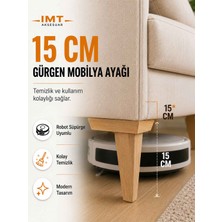 İmt Aksesuar 15 CM Ahşap Gürgen Mobilya Ayağı-Robot Süpürge Uyumlu Modern Koltuk Kanepe Baza TV Ünitesi Ayağı