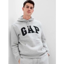 Gap V-Heritage Logo Po 850834 Erkek Kapüşonlu Sweatshirt Gri