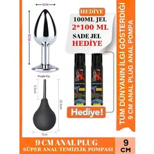 Aşkın Deposu Deromeya Health -98-Mükemmel Çelik 9 cm Elmas Taşlı + Anal Plug 9 cm + Anal Temizlik Pompası Süper Set Süper Kaydırıcı Jel+ 2*100 ml Jel Avantajlı Paket