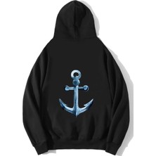 Brz Collection Unisex Oversize Denizci Çapa Hoodie Siyah