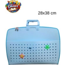 Glanart Fermuarlı 25X35 Resim Çantası, Proje Çantası Delikli Model  Su Geçirmez  (28X38 Cm)  Mavi