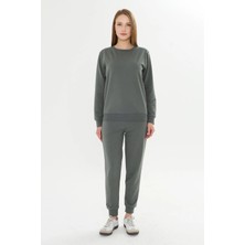 Trendhill Kadın Pamuklu Bisiklet Yakalı Eşofman Takımı Limon Küfü 8512- L.k