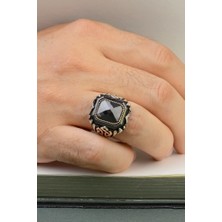 Innuendo Jewelry 925 Ayar Gümüş Lacivert Oniks Taşlı Klasik Erkek Yüzük