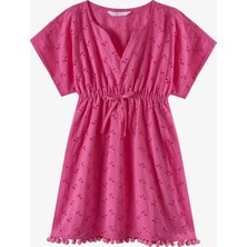 Penti Kız Çocuk Pembe Brode Çiçekli Ponponlu Kaftan