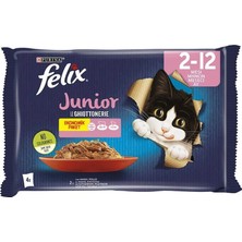 Felix Junior Pouch Tavuklu ve Sığır Etli Kedi Konservesi (4 x 85 Gr)