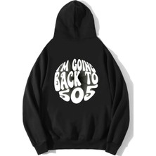 Brz Collection Unisex Oversize I'm Going Back To 505 - Arctic Monkeys Hoodie Siyah
