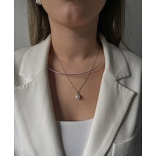 Incili Zincirli Silver Boyun Kelepçe