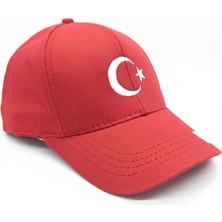 Zee Türkiye Türk Bayraklı Pamuklu Kumaş Kırmızı Spor Şapka