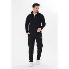 Trendhill Erkek Pamuklu Fermuarlı Eşofman Takımı Siyah 9530-S