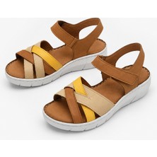 Patron Shoes Kadın Ortopedik Cırt Cırtlı Günlük Rahat Tabanlı Konfor Sandalet