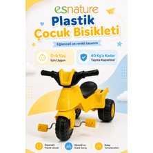 Esnature Plastik Çocuk Bisikleti 3 Tekerlekli Pedallı LED Işıklı Sarı 0-6 Yaş 40 kg Taşıma Kapasiteli