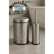 UltraMint Metal Pratik Kapak Çöp Kovası ve Tuvalet Fırçası Banyo Seti