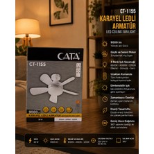 Cata Karayel Kumandalı LED Tavan Vantilatörü 82W | 9000 Lm | 3 Renk Işık | Sessiz Motor