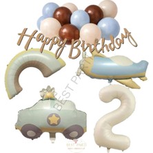 Best Parti Happy Bırthday Yazılı Retro Renkler Doğum Günü Balon Seti Yaş-2