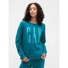 Gap Kadın Mavi Logo Crewneck Sweatshirt